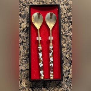 SOLD  Vintage/Collectible Decorative Enameled Spoon Set. Never used. 5”